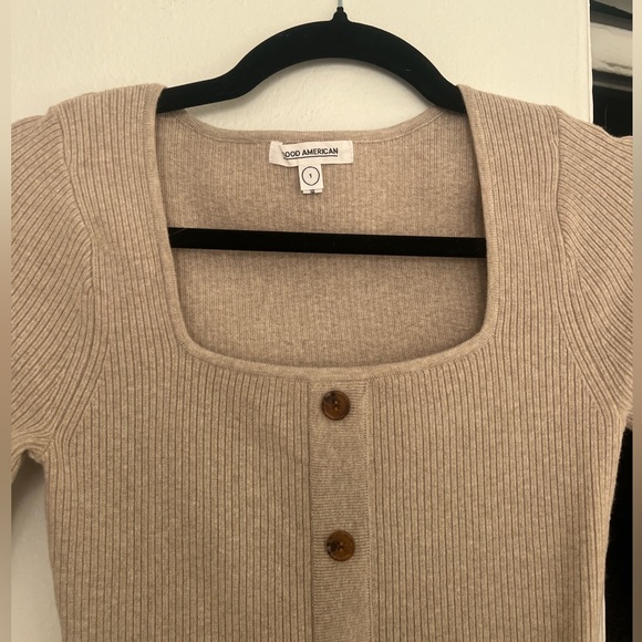 Good American THE BUTTON UP SWEATER DRESS - Picture 5 of 6